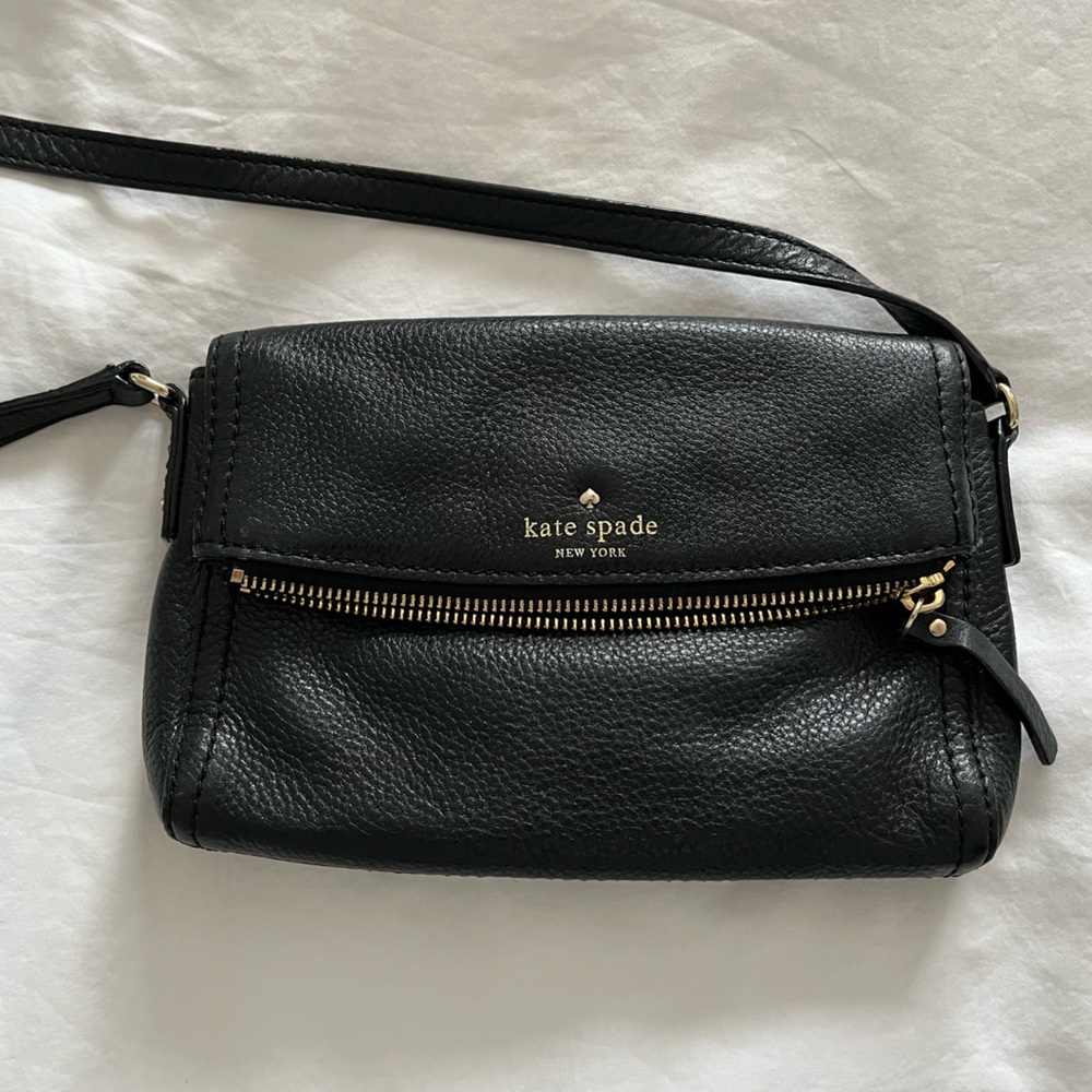 Kate Spade Cobble Hill Marsala Black Flap Over Leather Crossbody